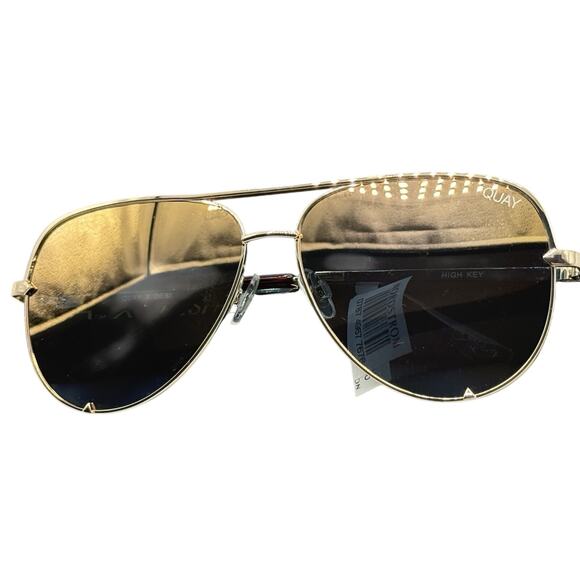Quay Australia Desi Perkins High Key Gold Mirror Sunglasses Aviator Oversized main image 4